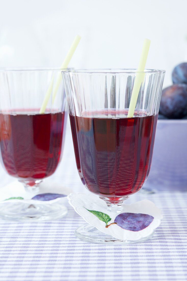 Plum juice in two glasses