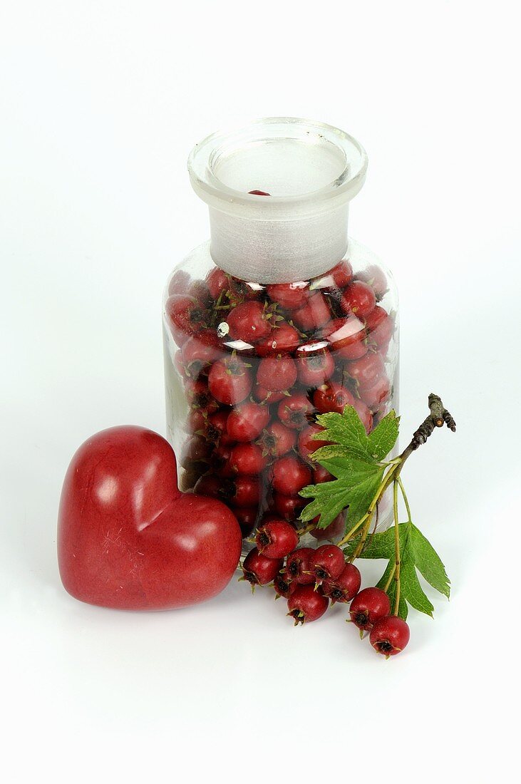 Weissdornbeeren mit rotem Herz