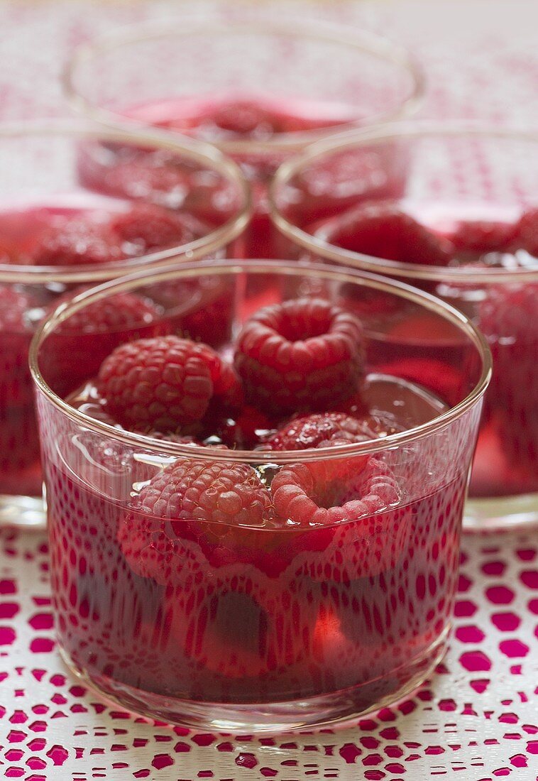 Raspberries in jelly