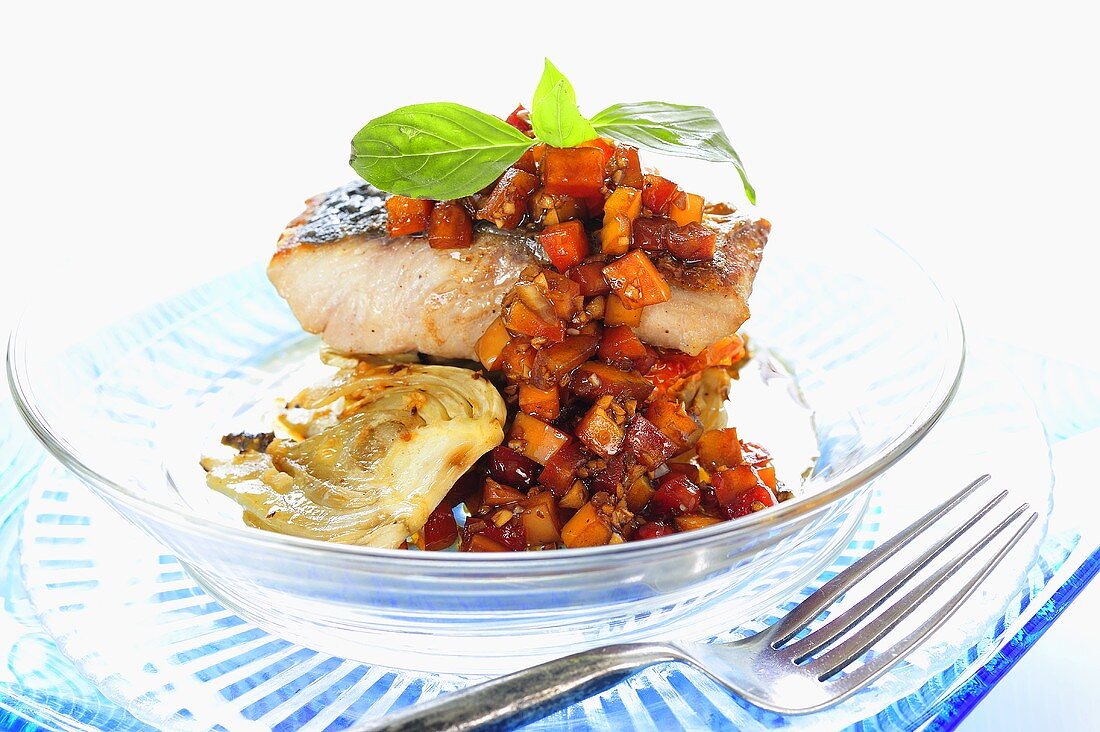 Fillet of rainbow runner with grilled fennel