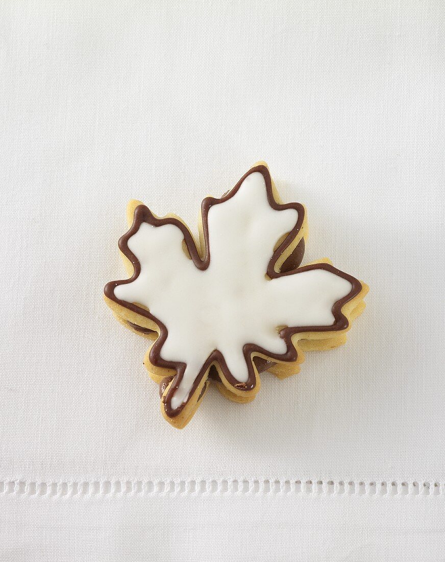 Iced maple leaf biscuit