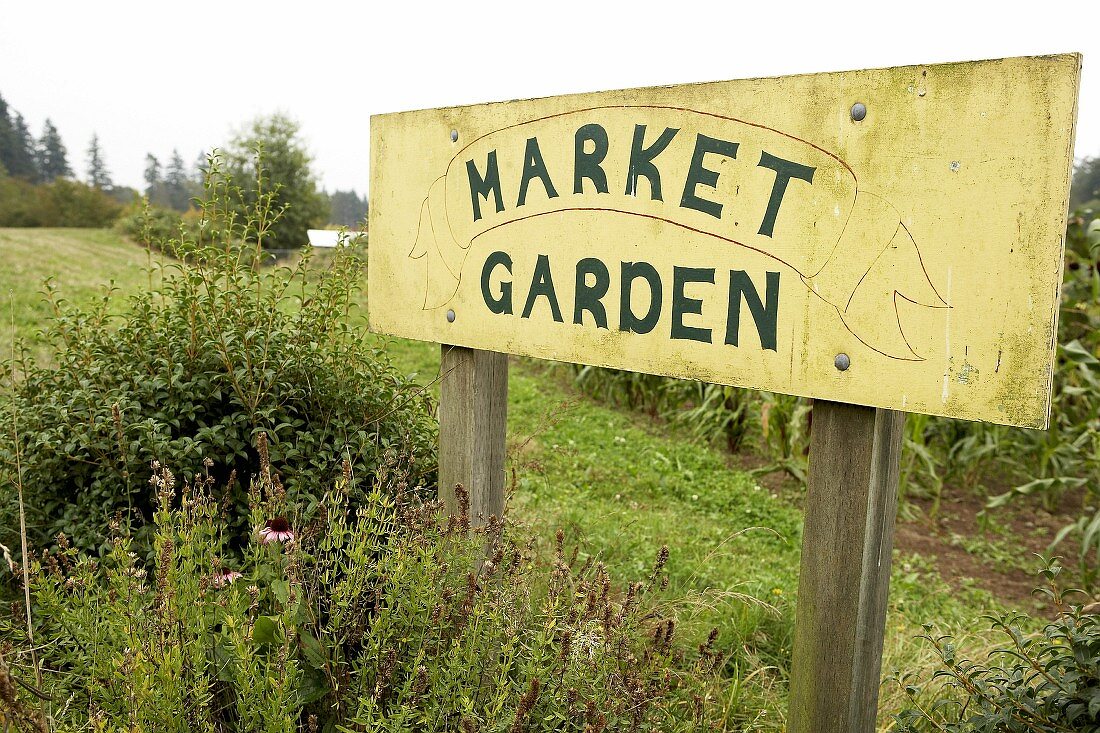Market garden sign (organic cultivation)