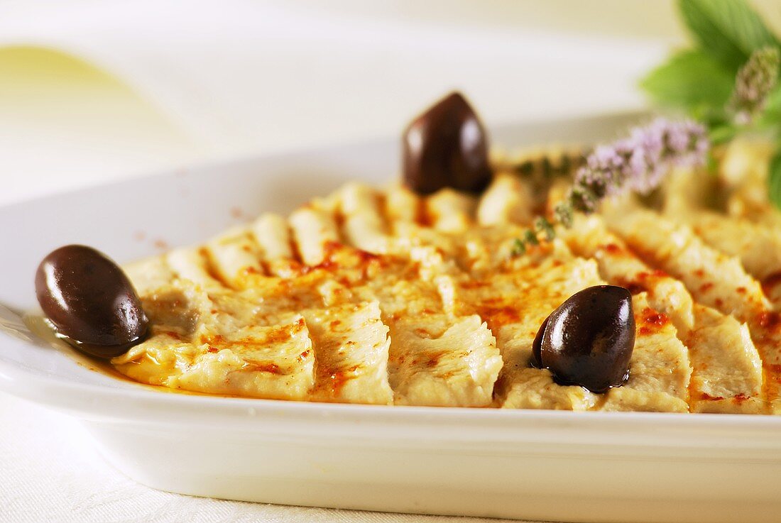 Hummus with olives