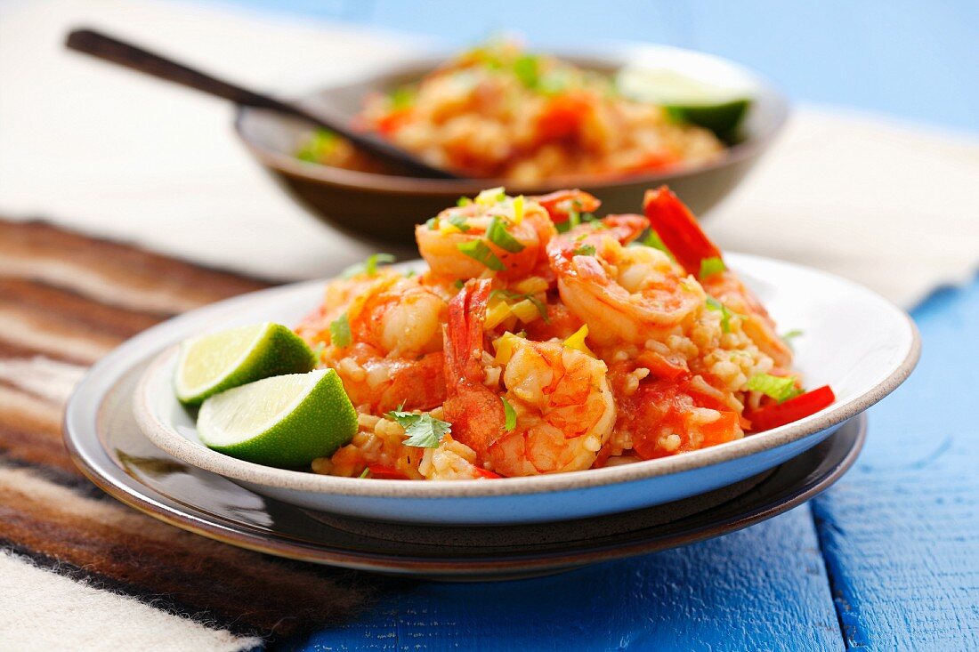 Rice with prawns, peppers, chilli and coriander, Peru