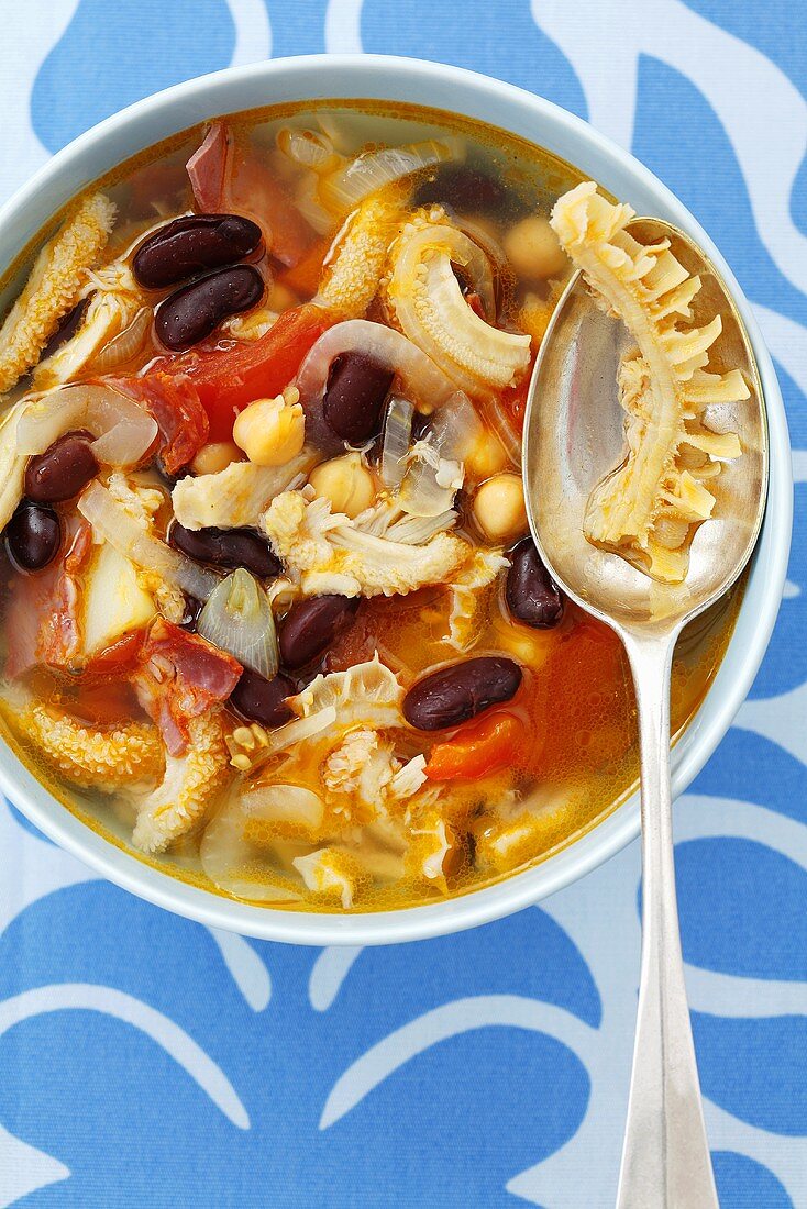 Tripe soup with chorizo, beans and vegetables, Argentina