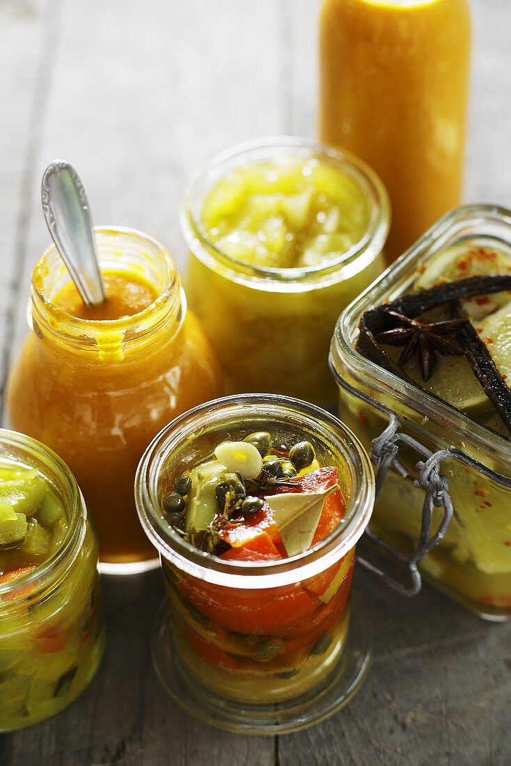 A selection of preserves and pickles