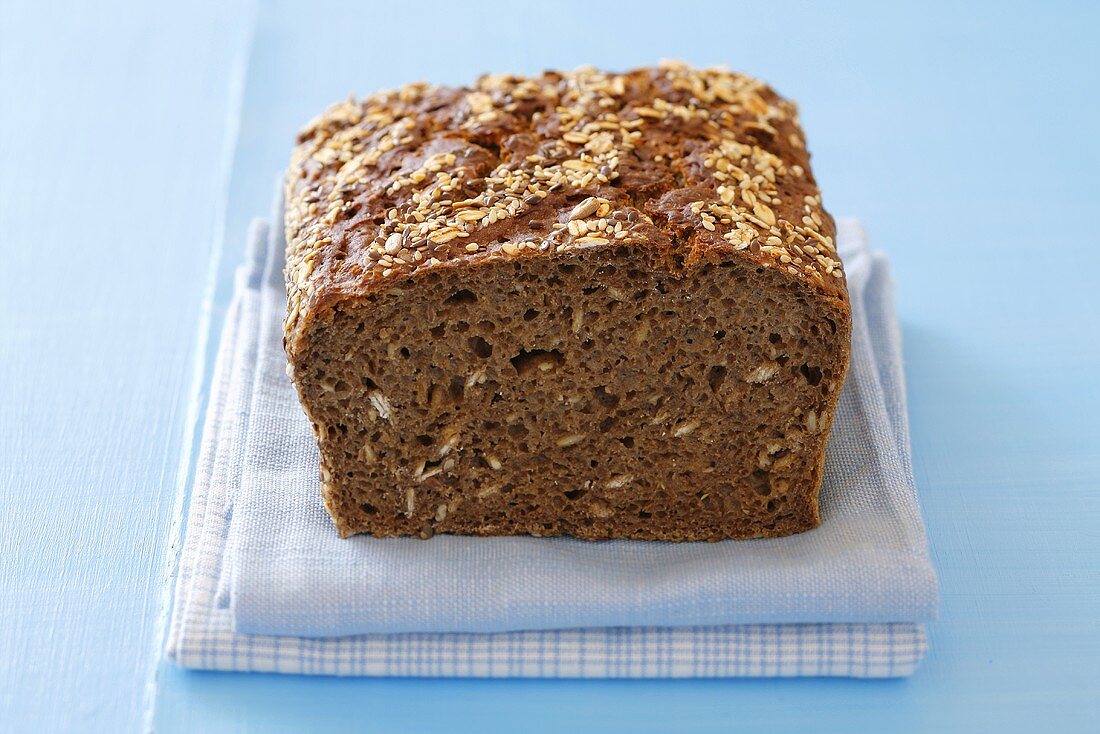 Whole-grain bread with sesame seeds and linseed