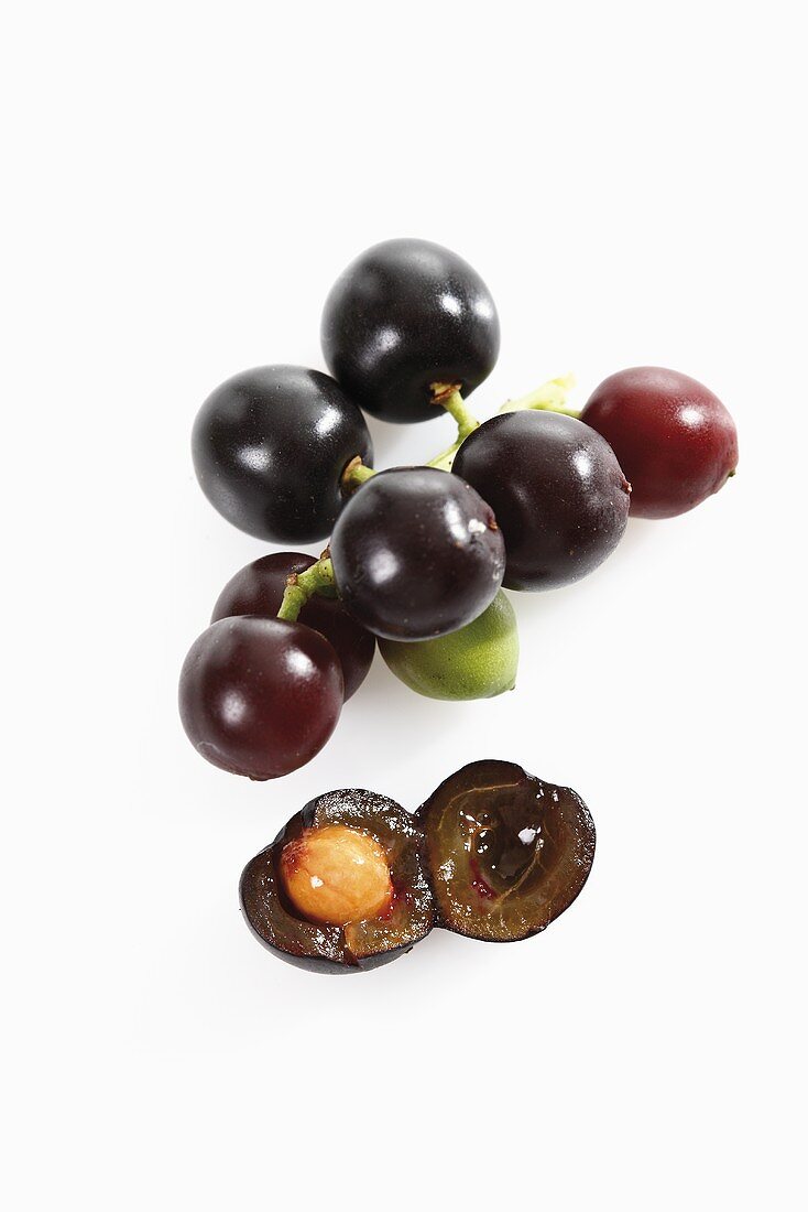 Cherry laurel cherries, whole and halved