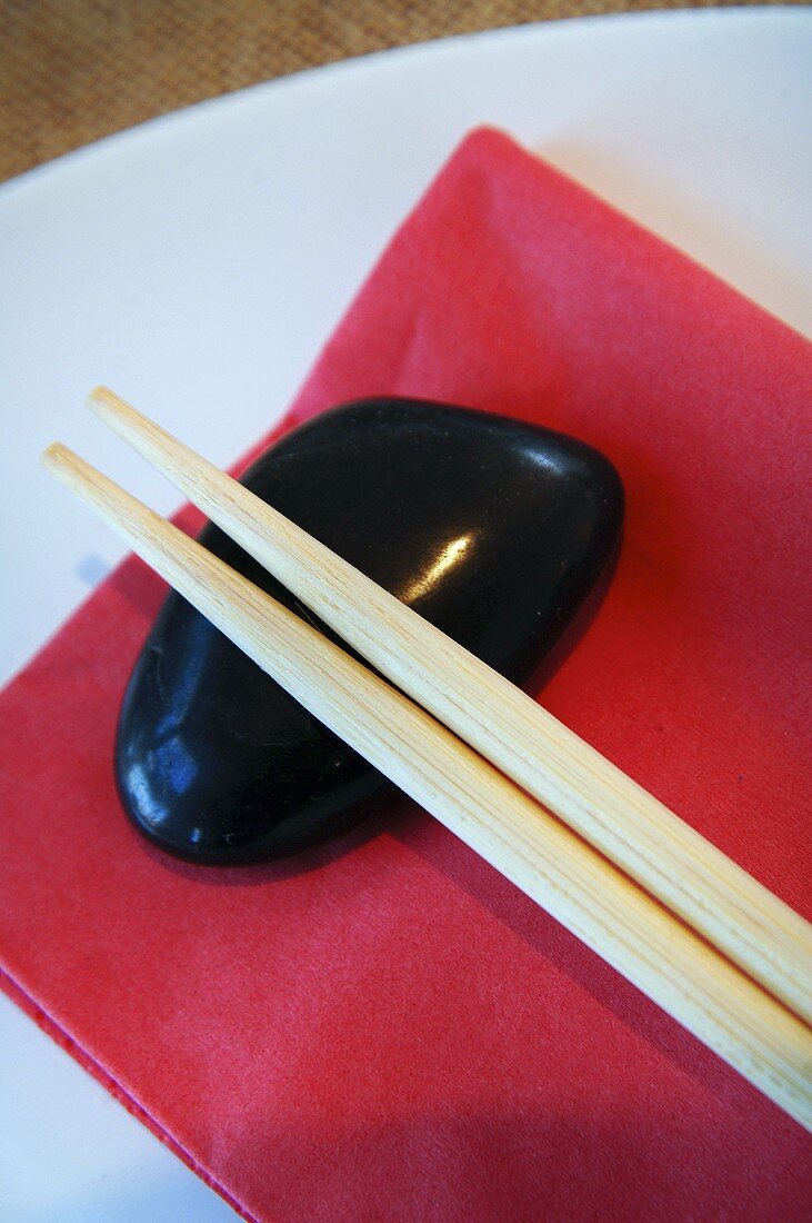 Asian place-setting with chopstick rest