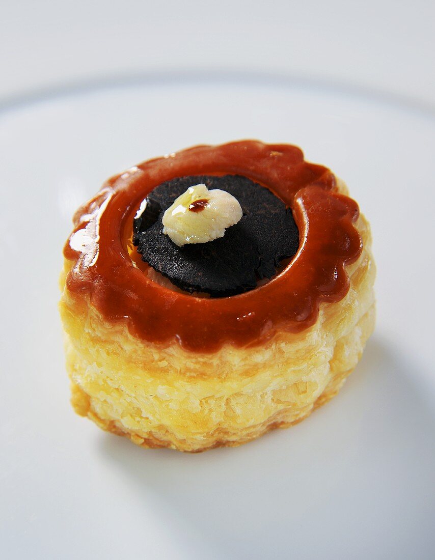 Vol-au-vent filled with tapenade