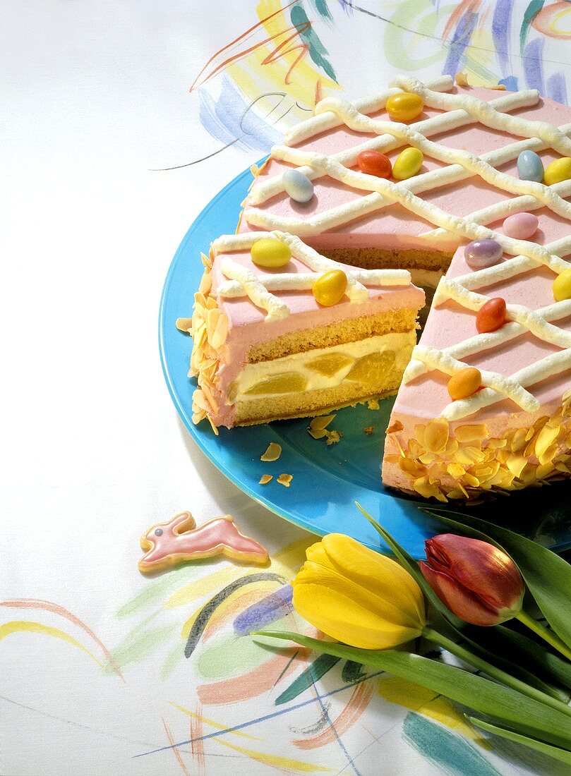 Quarktorte mit Himbeersahne-Haube