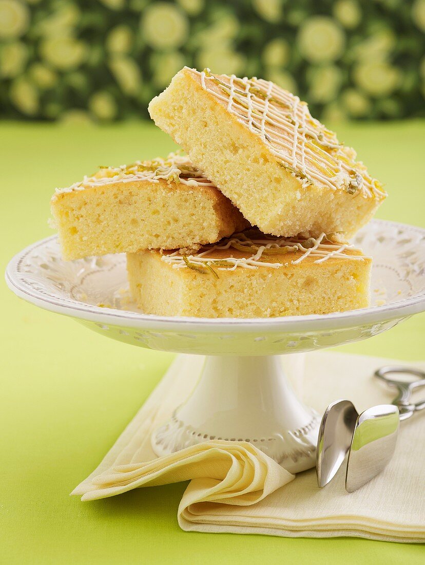 Lime chocolate cake on cake stand