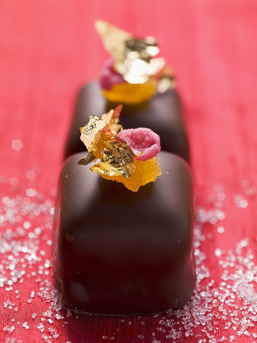 Petit fours with gold leaf