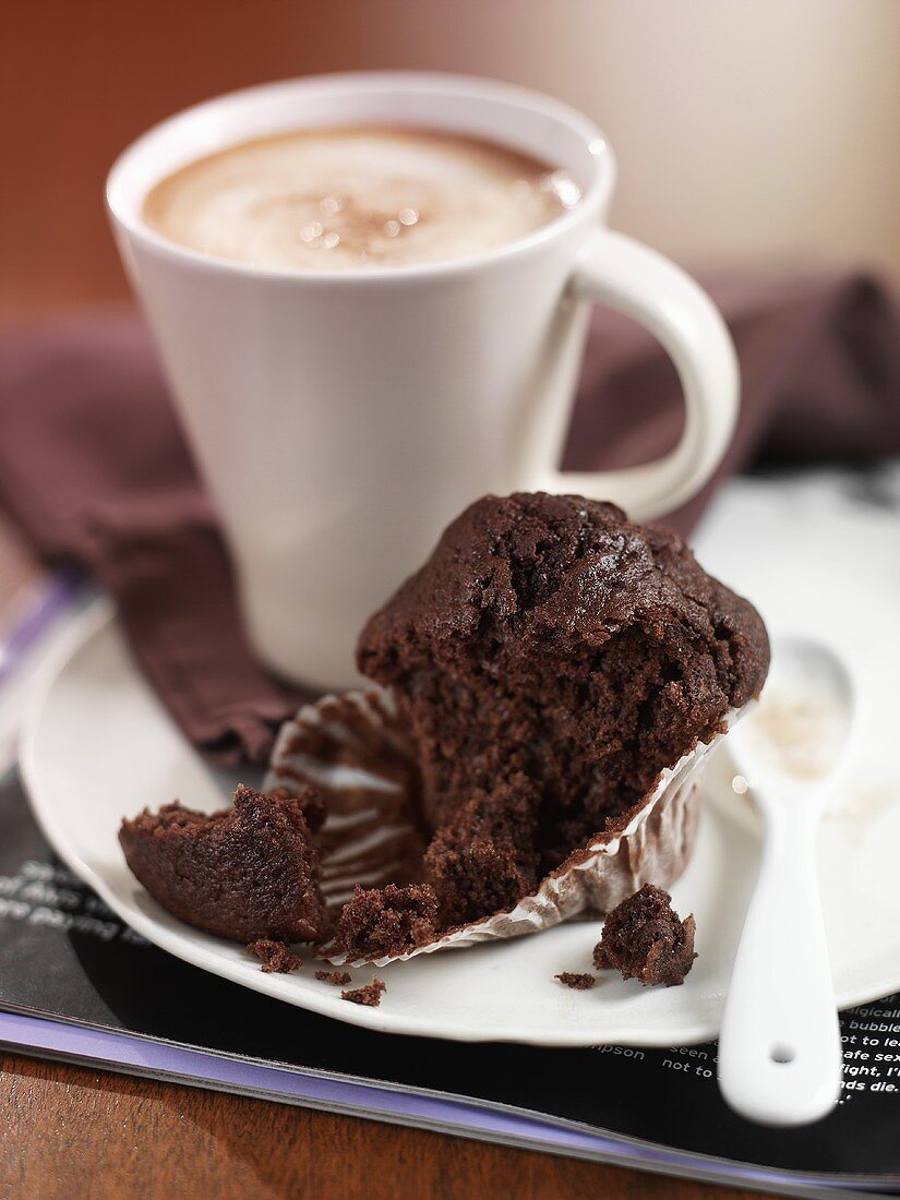 Chocolate muffin and cocoa