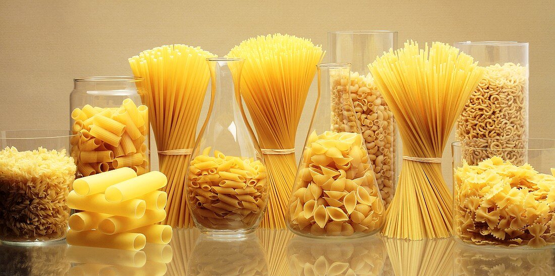 Still life with various types of pasta