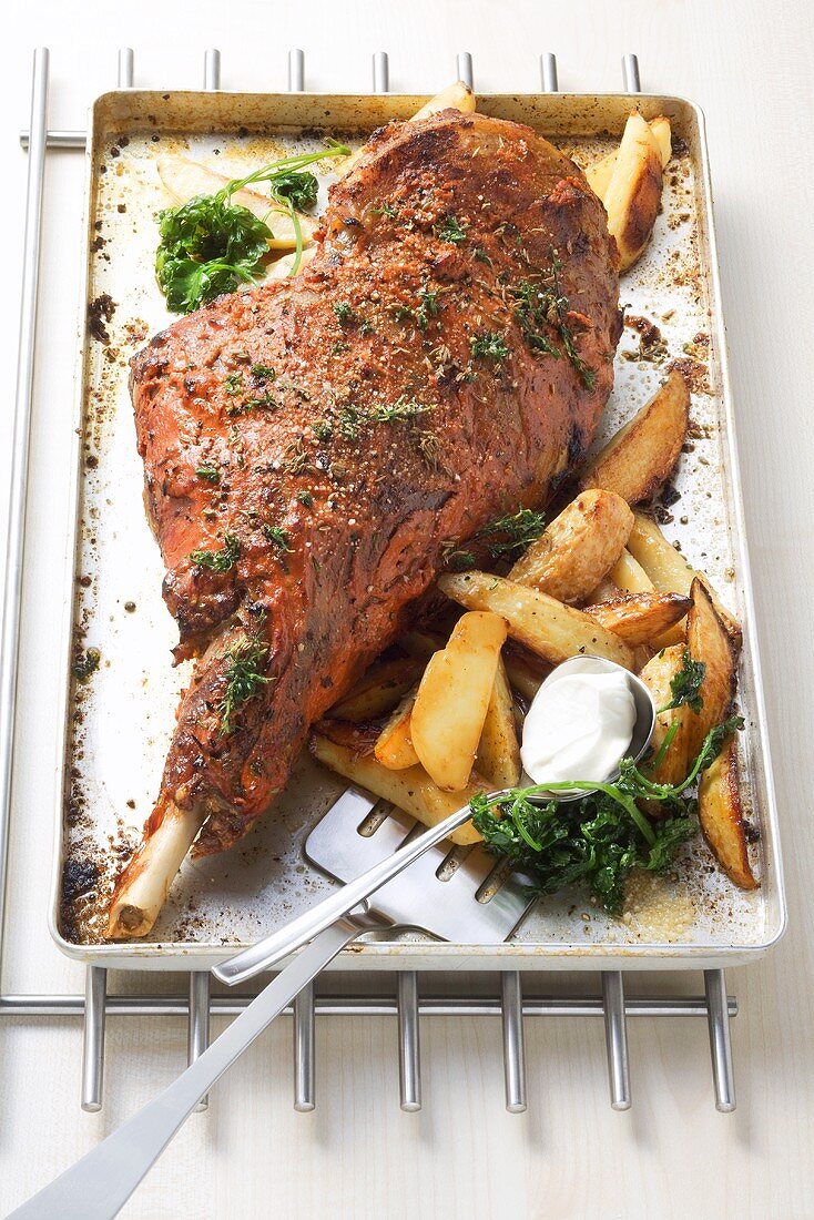 Turkish leg of lamb with yoghurt crust