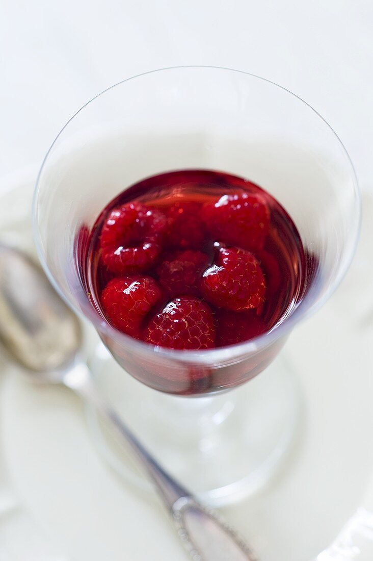 Raspberry liqueur in glass