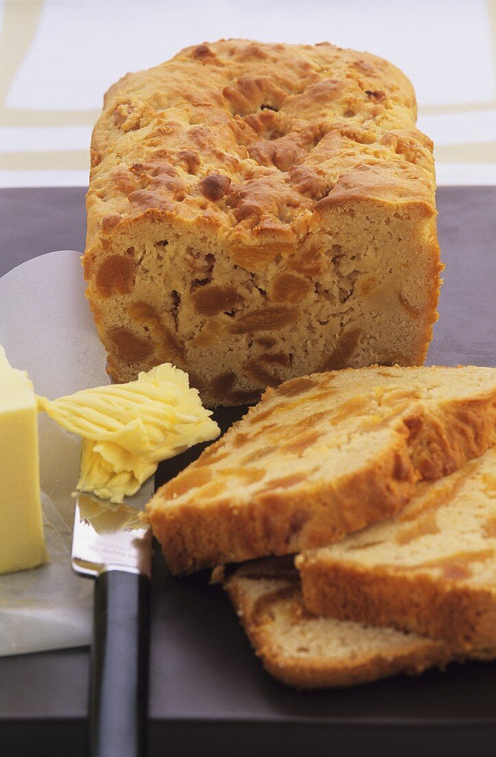 Apricot bread with butter