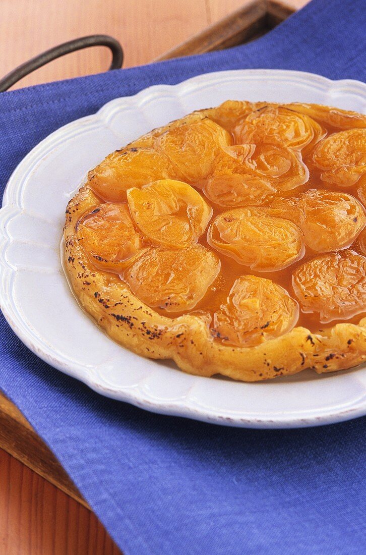Apricot tart on plate