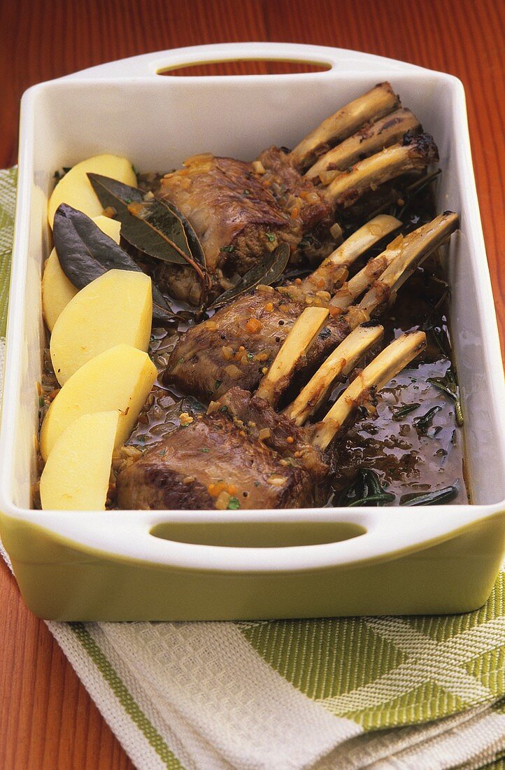 Braised rack of lamb with potatoes
