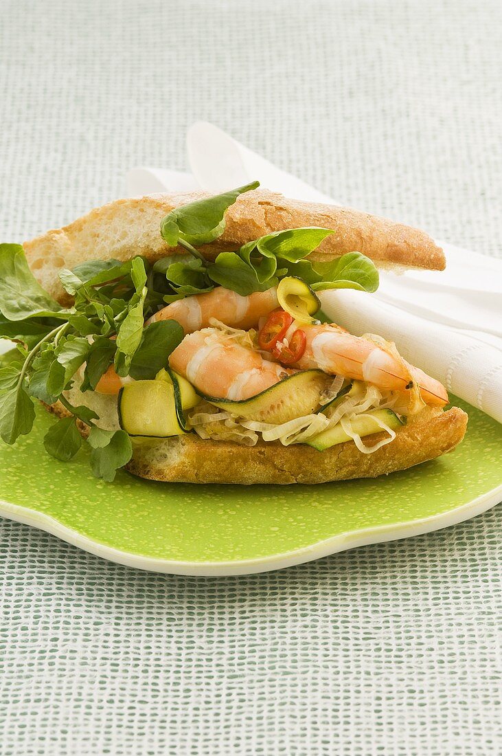 Lemon prawn and courgette sandwich