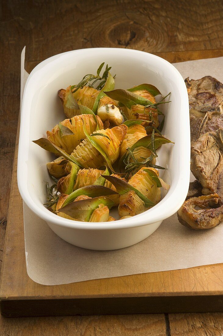 Potatoes with bay leaves