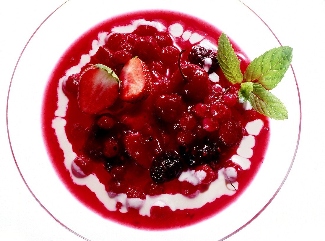 Berry Pudding with Cherries