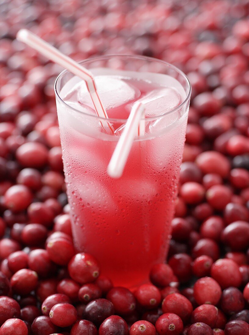 Home-made cranberry lemonade in glass