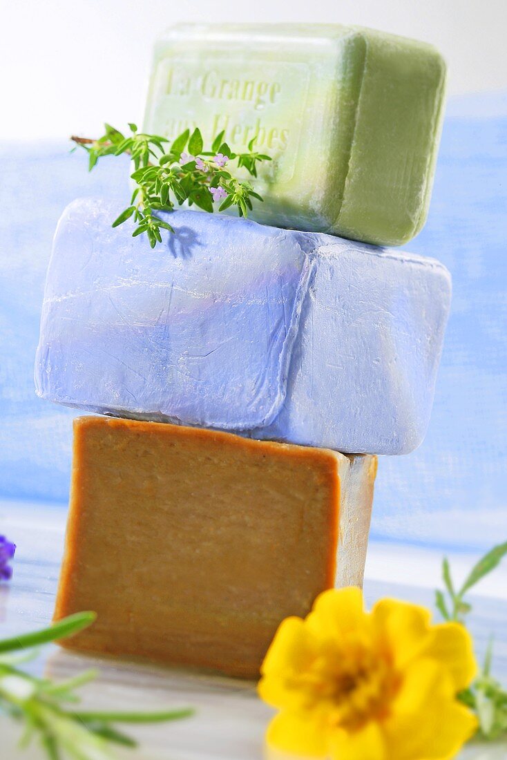 Assorted organic herb soaps