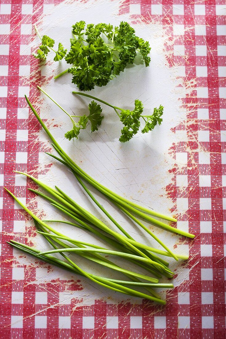 Chives and curly leaf parsley