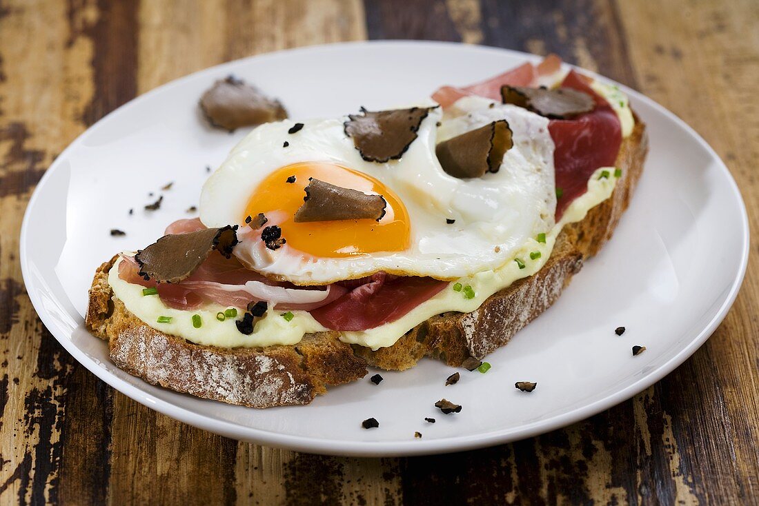 Strammer Max (ham & egg on bread) made with Parma ham & truffle