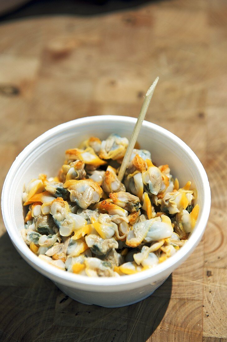 Shelled cockles in a bowl