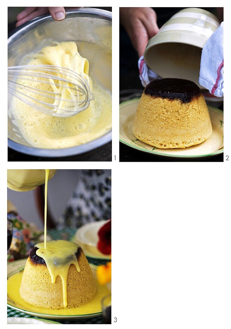 Making sponge pudding
