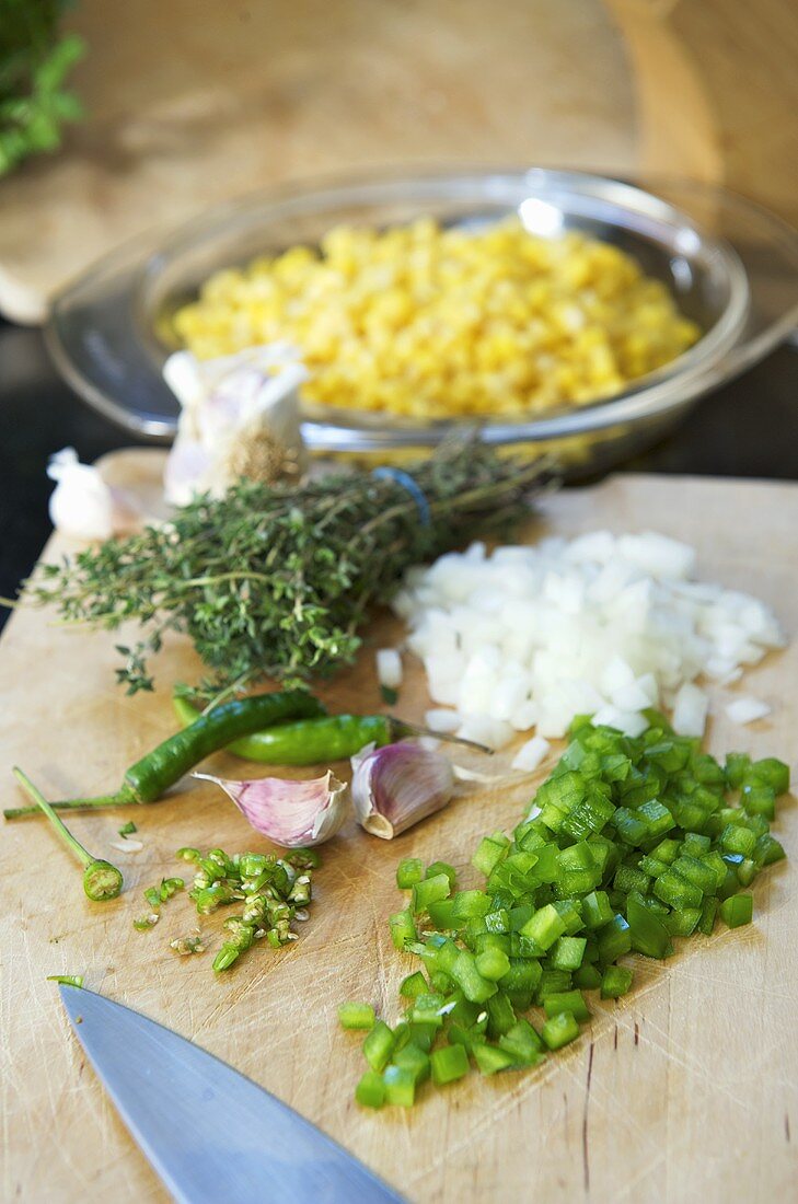 Ingredients for corn pudding