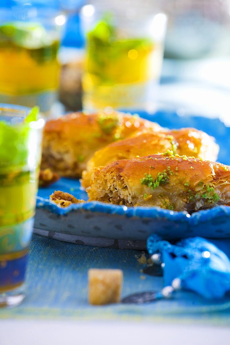 Baklava and peppermint tea (N. Africa)