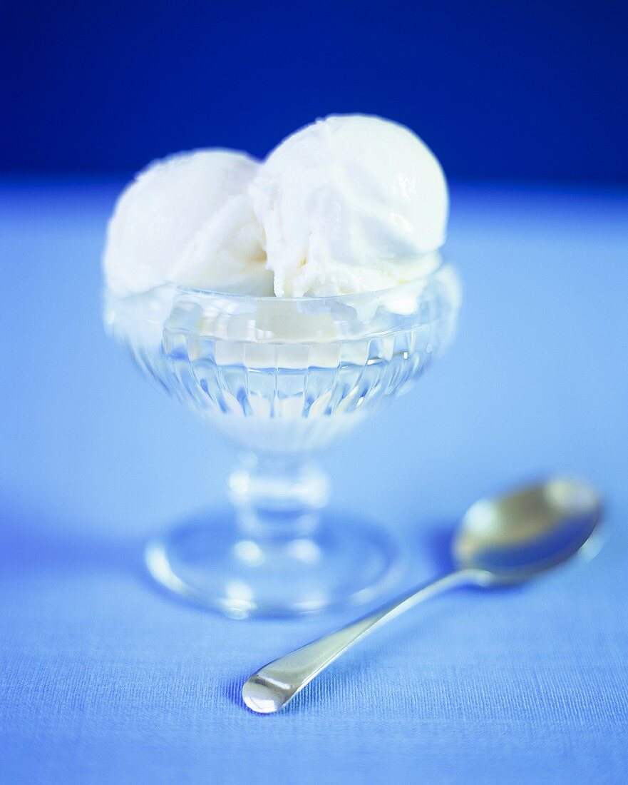 Lemon ice cream in sundae glass