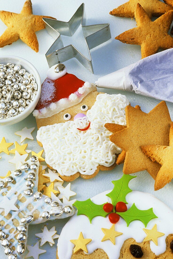 Christmas biscuits, cutter and decorations