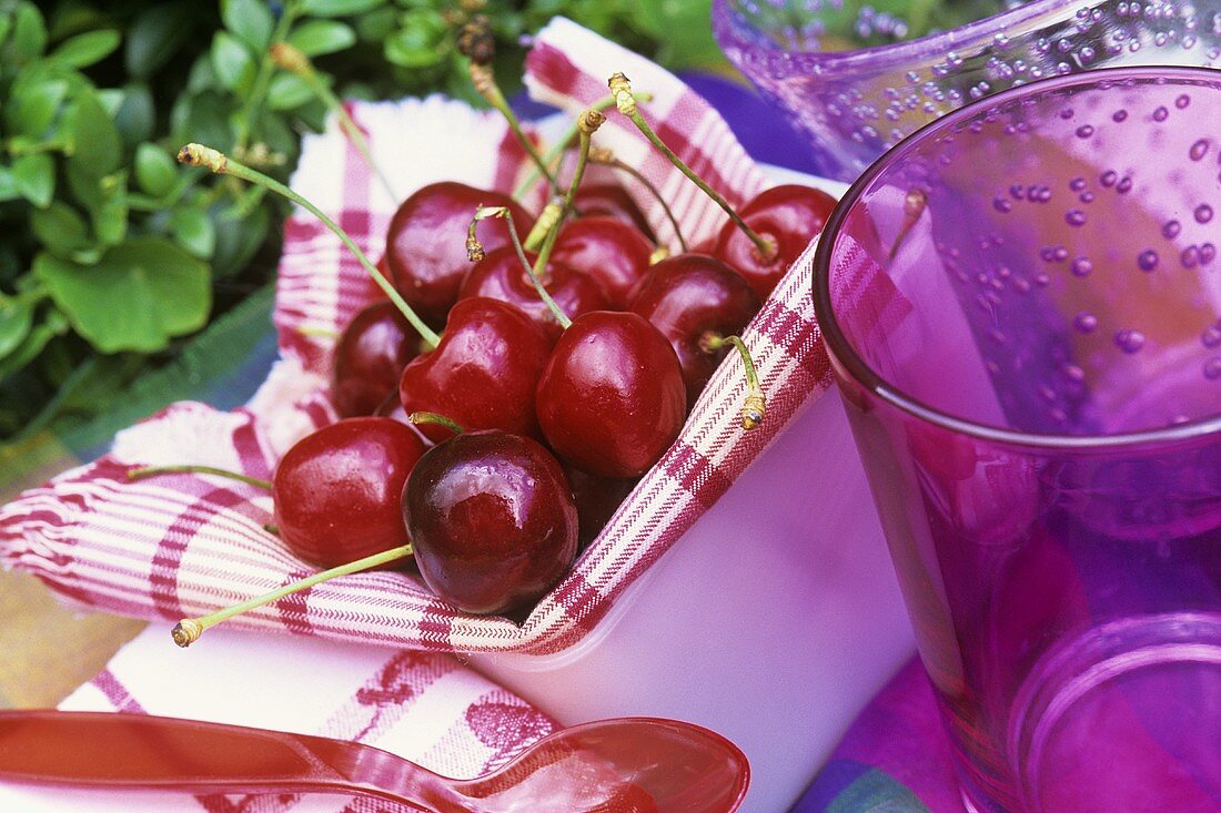 Fresh cherries for a picnic