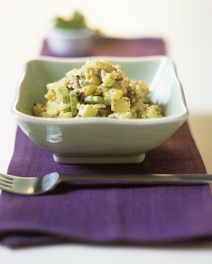 Apple and celery salad with rice