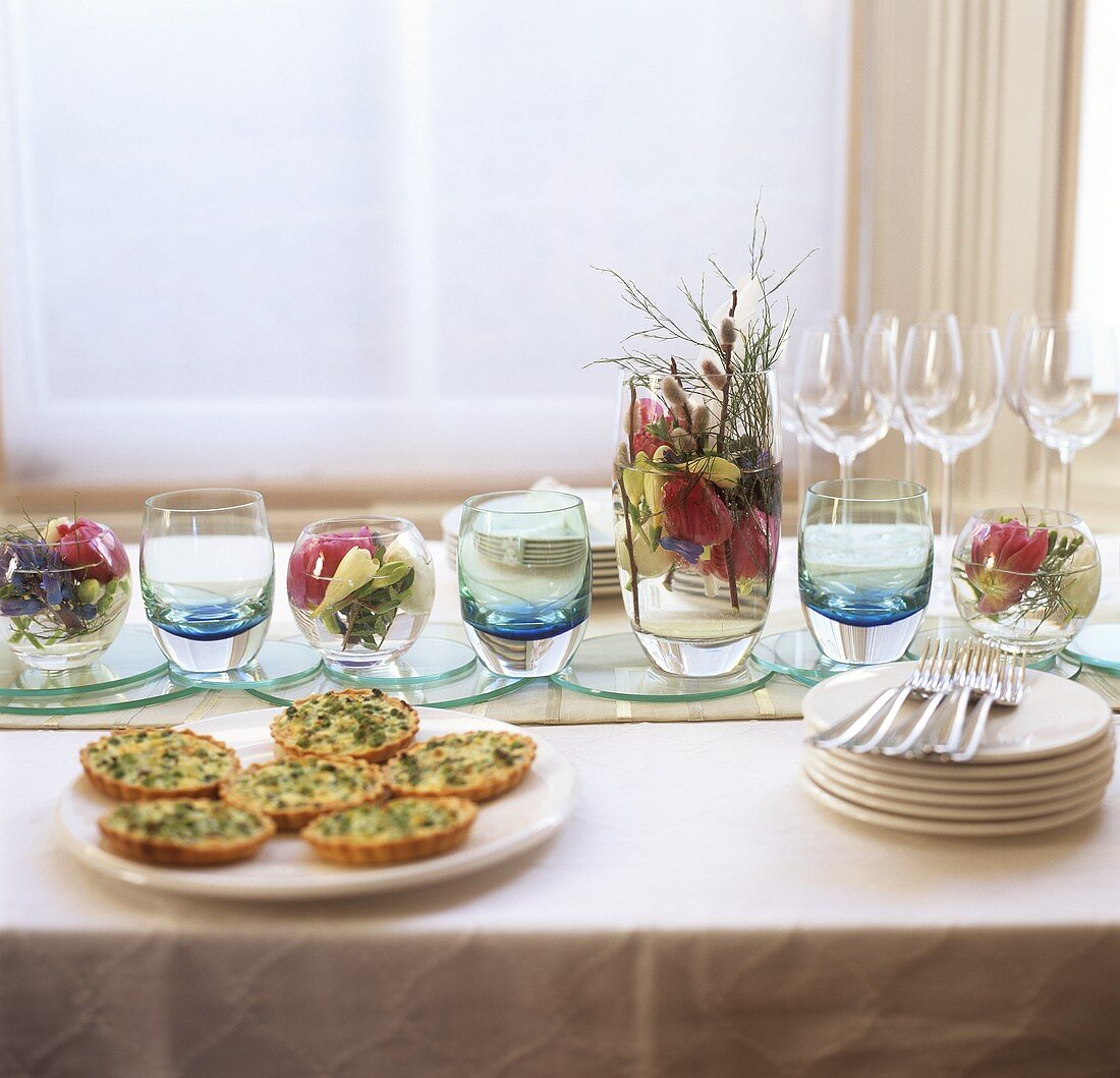 Easter buffet with asparagus quiches