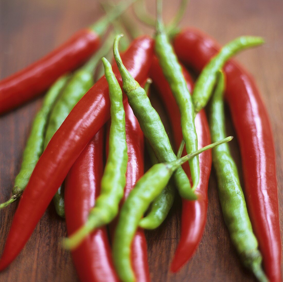 Fresh red and green chillies