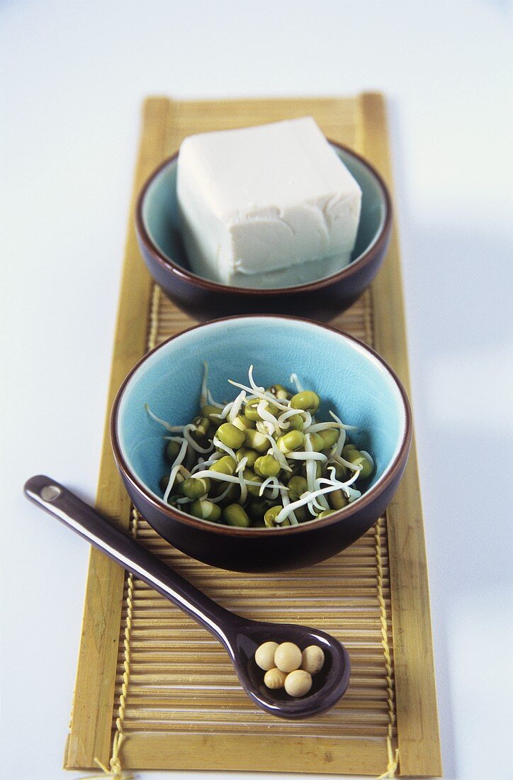 Soya beans, soya sprouts and tofu