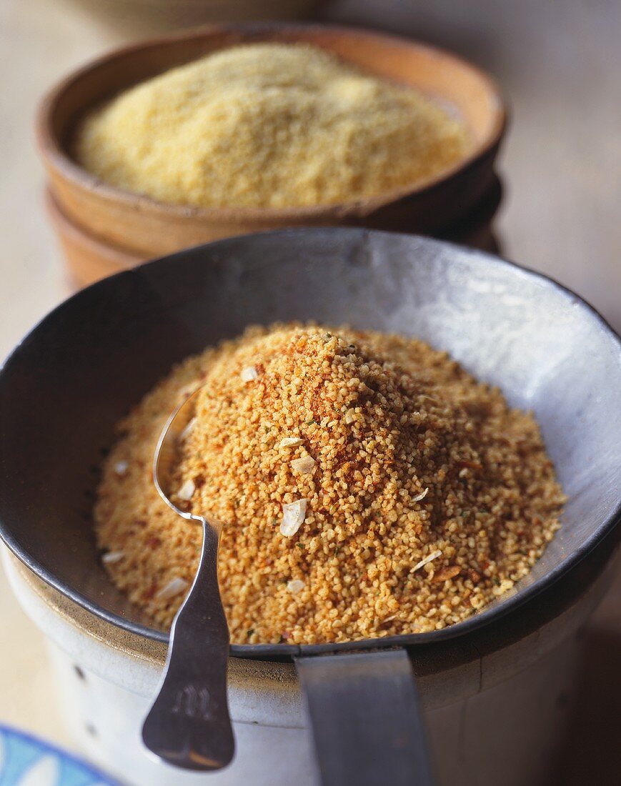 Couscous, spiced and plain