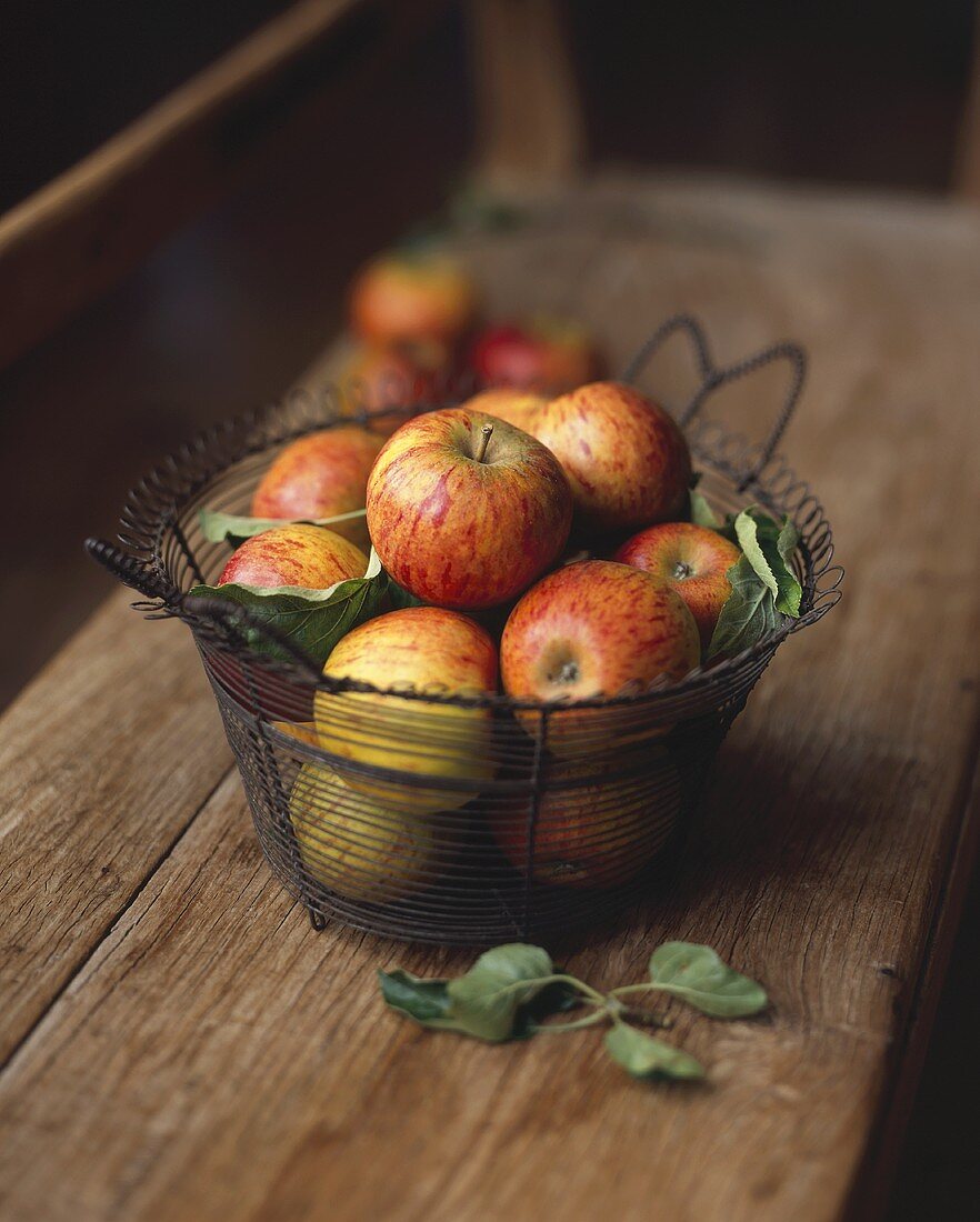 Apples in a wire basket