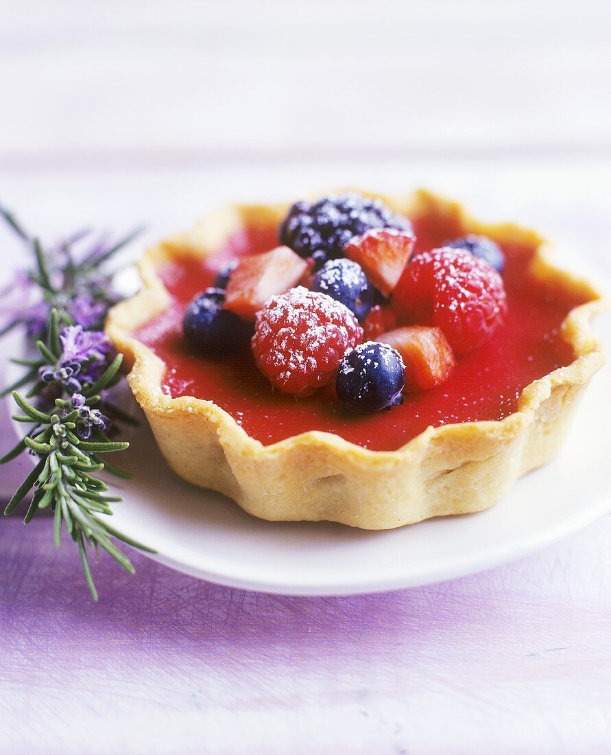 Mixed berry tart with lavender