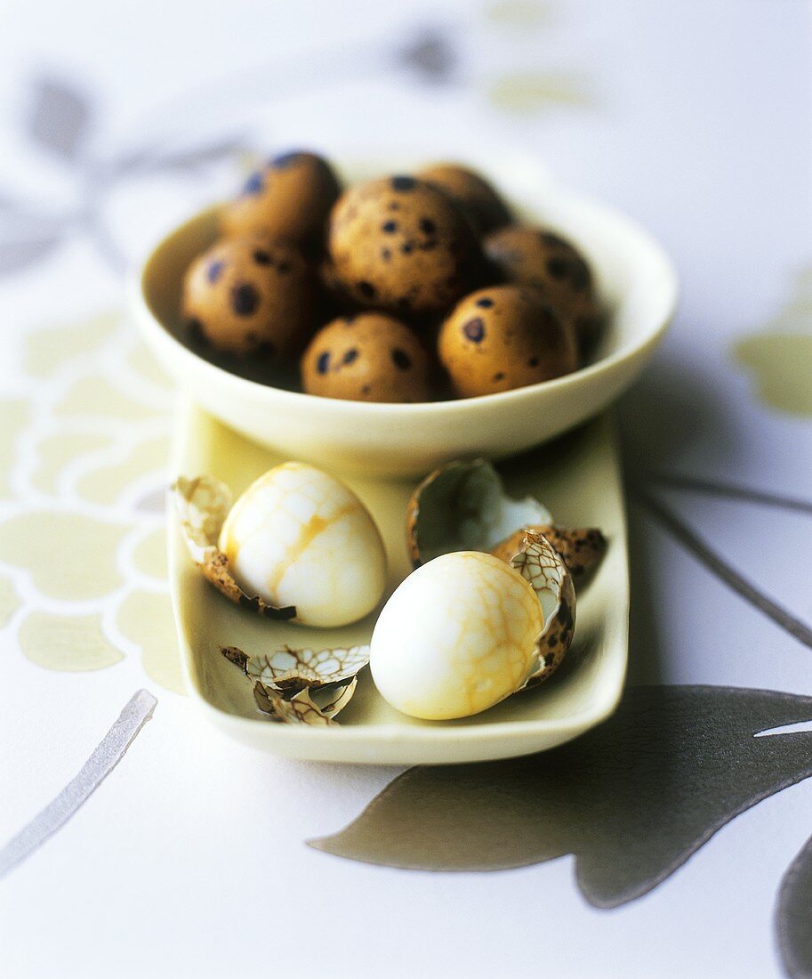 Chinese marbled quails' eggs (Marbled tea eggs)