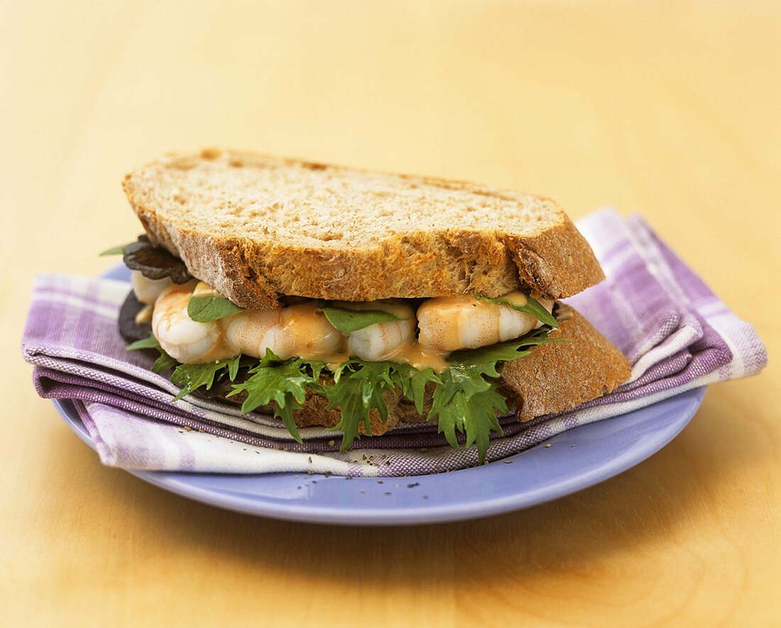 Prawn sandwich in wholemeal bread