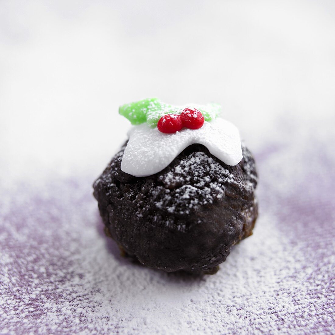 Decorated mini Christmas pudding