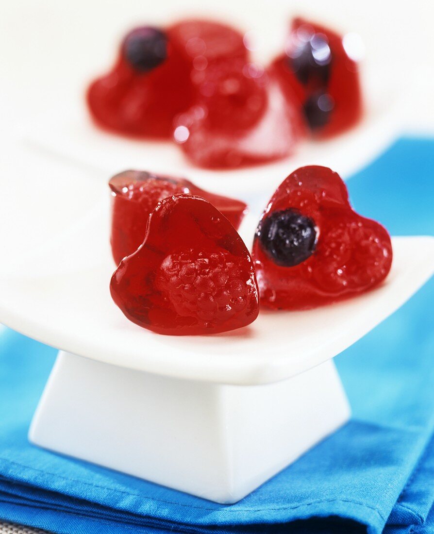Heart-shaped berry jellies
