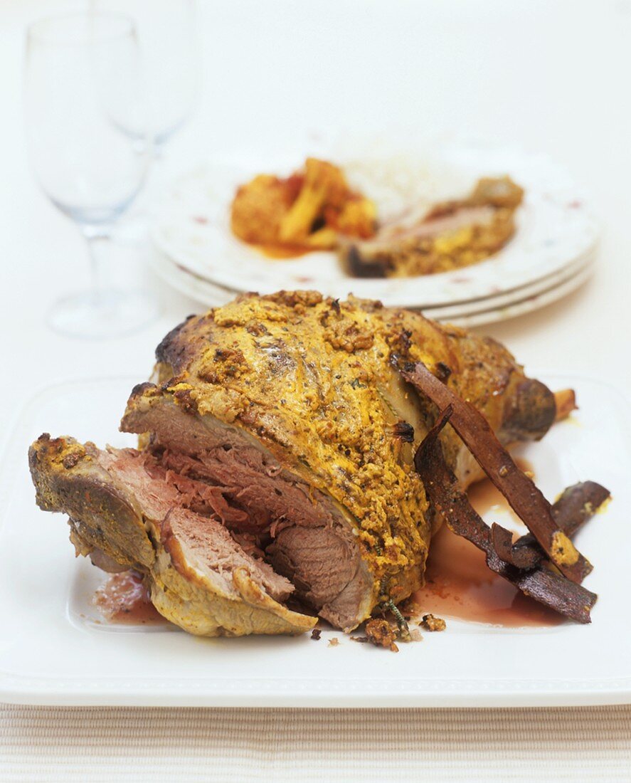 Roast lamb with Indian spices